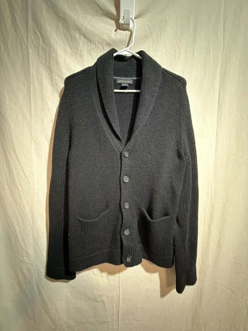 Banana Republic Extra Fine Italian Merino Wool Shawl Collar Cardigan Sweater Bla
